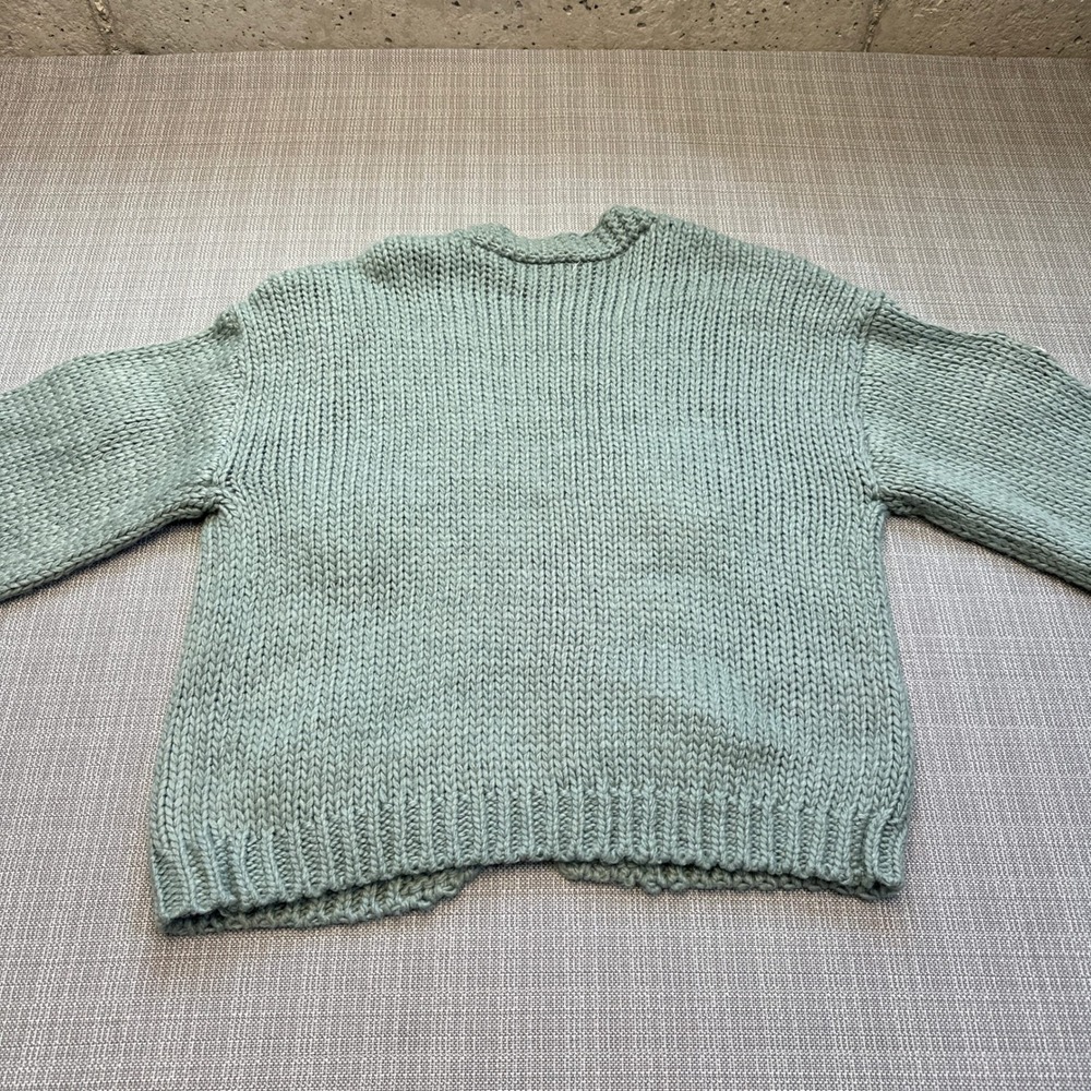 Altar'd State 3D Daisy Chunky Knit Cardigan Sage Green Small Whimsical Cottage - Picture 4 of 11